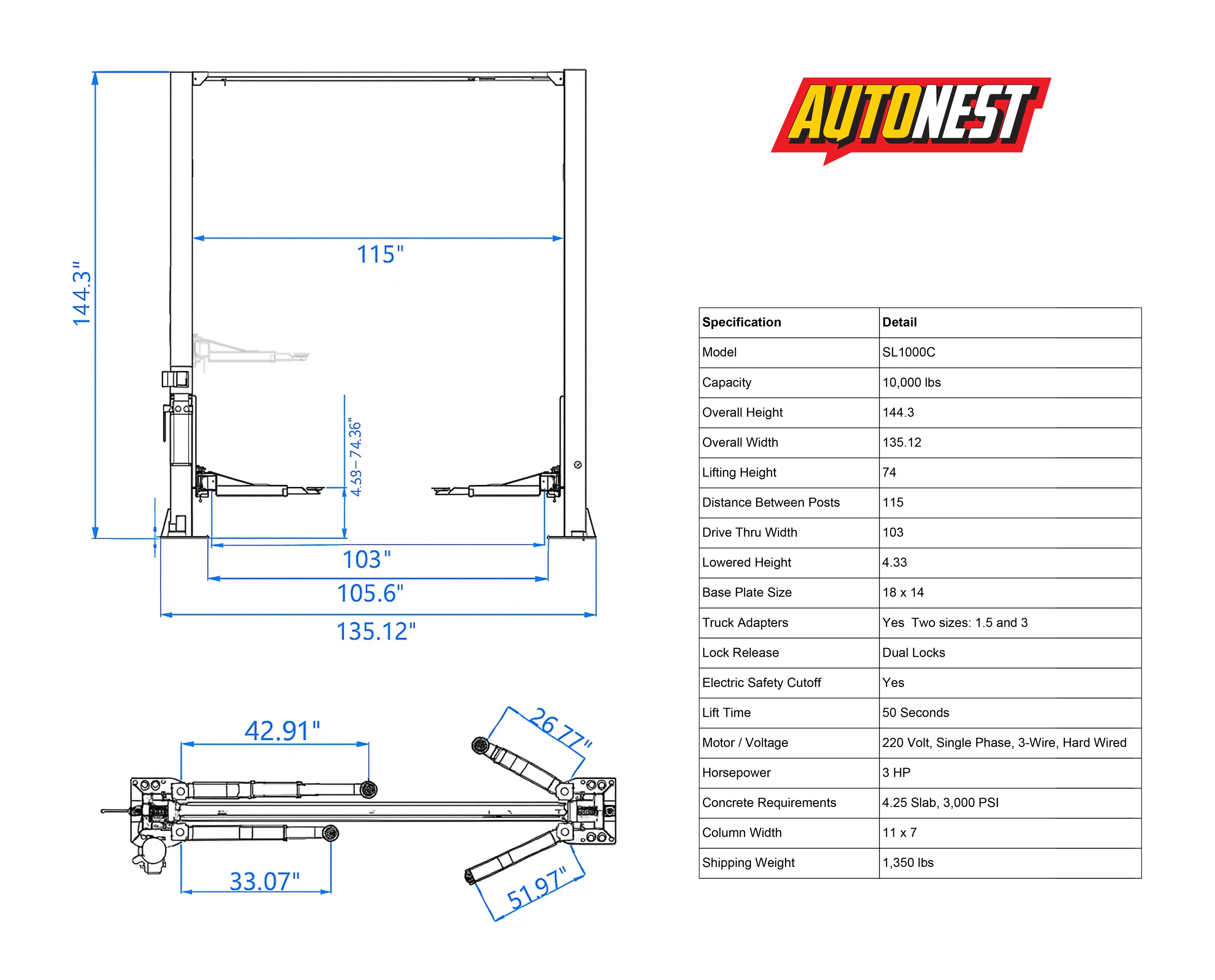 2 Post 10,000lbs Gantry Lift – My Store
