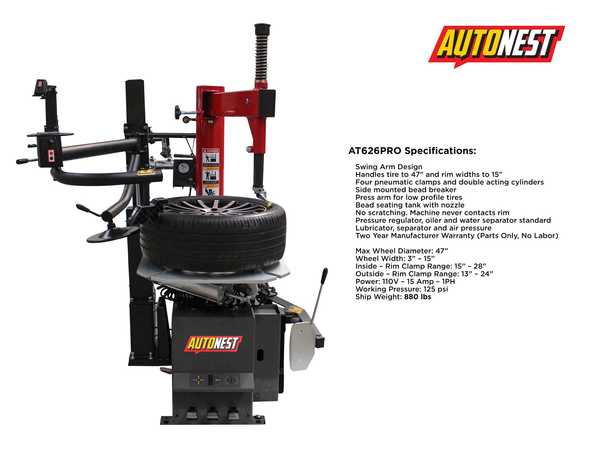 AT626 Pro Tire Changer With Assist Arm Combo